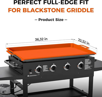 Griddle Cover Mat for Grill 36" Blackstone, Durable Full Protection Orange Grill Mat, Food Grade Material, Easy to Clean, Compact Design with Handles, Reusable