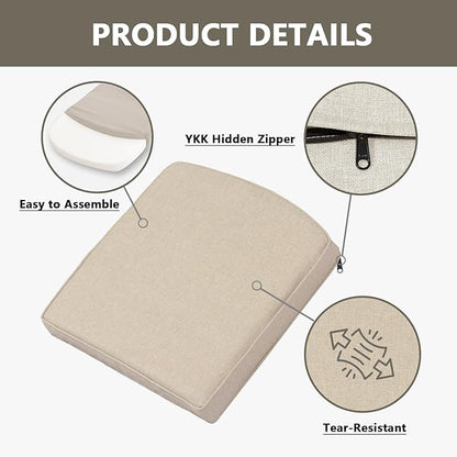 Goodgoods 20 x 20 Outdoor Chair Cushions Set of 4, 1000+ Hours Fade-Resistant & Water-Resistant Furniture Chair Cushions with 30D High-Resilience Foam for Dining Room, Patio Chair, Biscuit