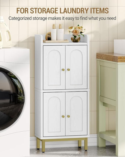 Hzuaneri Bathroom Cabinet, Small Storage Cabinet with 4 Doors | Bathroom Organizers and Storage Cabinets with Adjustable Feet. Cabinets Freestanding for Living Room, Kitchen, White