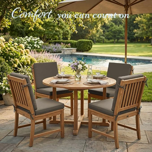 California Umbrella Outdoor Dining Chair, Set of 4 Patio Seat Cushions, 20 x 40 Inch, Premium Outdoor Memory Foam, Fade Resistant, Sunbrella Fabric, Fabric Ties, Taupe