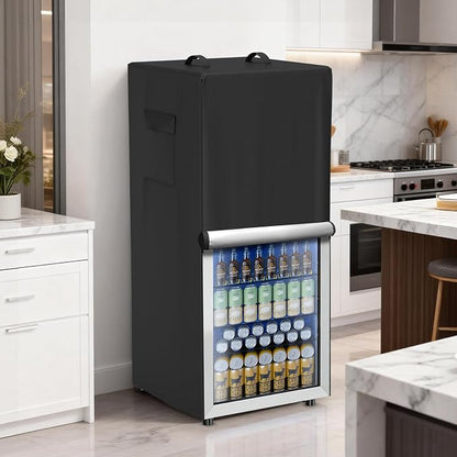 Refrigerator Cover Waterproof Dustproof Fridge Cover Outdoor Refrigerator Covers with Double Zipper and Large Mesh Vent Suitable for Upright Freezers/Beverage Refrigerators 23"D x 23"W x 56"H