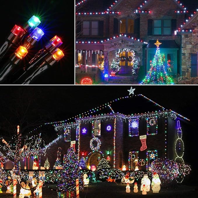 Toodour Solar Christmas Lights Outdoor, 2 Packs Total 144ft 400 LED Solar String Lights with 8 Mode, Outdoor Christmas String Light for Garden, Patio, Fence, Balcony, Xmas Tree Decor - Multicolor
