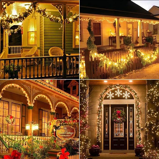 Brizled Solar Fairy Lights Outdoor, 2 Pack 200 LED 66FT Solar String Lights | 8 Mode; Warm White; Waterproof; Twinkle Solar Powered Lights Outside Starry Mini Light String for Christmas Garden Party Tree