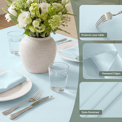 Softalker Rectangle Tablecloth, Waterproof Table Cloths Wrinkle Free Fabric Washable Polyester Table Cover for Dining Tables Party Outdoor Camping Parties Buffet - 52 x 70 inch,Baby Blue