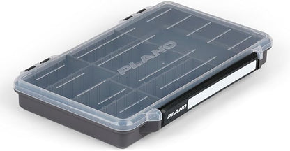 Plano StowAway 3700 50/50 Split Stow Tackle Box, with Corrosion-Preventive Rustricor, Single Latch Design, Transparent DuraView Lid, Stackable Storage for Fishing Bait, Lures and Gear