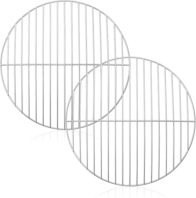 HaSteeL Replacement Cooking Grate for Small 13.7 Inch Charcoal Grill, Round Chromed Iron Steel Grilling Rack Grid, Non Toxic & Healthy (2-Piece)