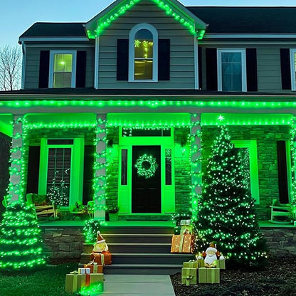 75.8 FT 200 LED Extendable Green Christmas String Lights Indoor Outdoor | Memory Function & Timer & 8 Modes,Ultra Bright Green Wire Waterproof Mini Lights for Christmas Tree Yard Holiday Party Decor