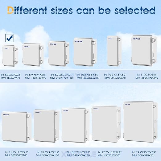 Waterproof Outdoor Project ABS Plastic Junction Box IP67 Weatherproof Dustproof Enclosure with Hinged Cover, Mounting Plate,Wall Brackets for Power Project (5.9"x3.9"x2.8")