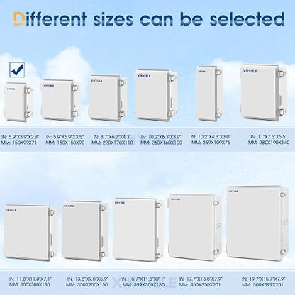 Waterproof Outdoor Project ABS Plastic Junction Box IP67 Weatherproof Dustproof Enclosure with Hinged Cover, Mounting Plate,Wall Brackets for Power Project (5.9"x3.9"x2.8")