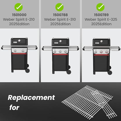 Grill Grates for Weber Spirit E210 2025 Replacement 7637, Stainless Steel Cooking Grids for Weber Spirit 200 Series GS4 Spirit II E-210 E-220 E-310 E-325 Front Control 7mm SUS304 BBQ Grill Parts