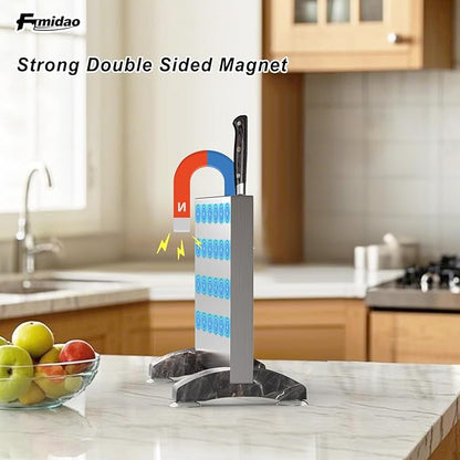 Magnetic Knife Block,Stainless Steel Magnetic Knife Holder Stand for Kitchen Counter,Strong Double Sided Magnet Knife Storage Rack