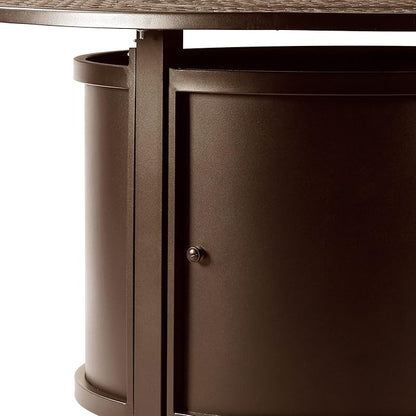 Oakland Living 44 in. x 44 in. Aluminum Propane Fire Pit Table with Glass Beads, Two Covers, Lid, 57,000 BTUs in Brown Finish