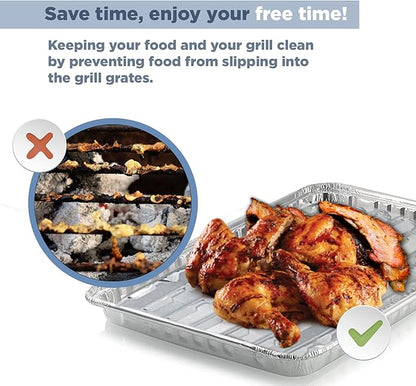 Grill Liners Disposable Aluminum | 25-Pack Grill Pans for Outdoor Grill | BBQ Broiler Pans | Grilling Trays | Grill Drip Pan | Tray Liner Set of 25 | Grill Pan for Veggies Outdoor Grill