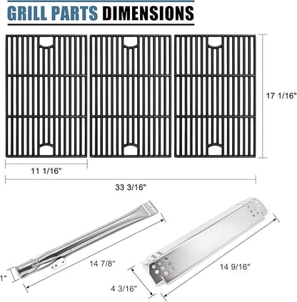 Replacement Parts for Nexgrill 720-0898, Drip Pan Grease Tray, Grill Heat Plates, Burner Tubes and Igniter, Grill Grates for Nexgrill 720-0898 Deluxe 6 Burner Gas Grill