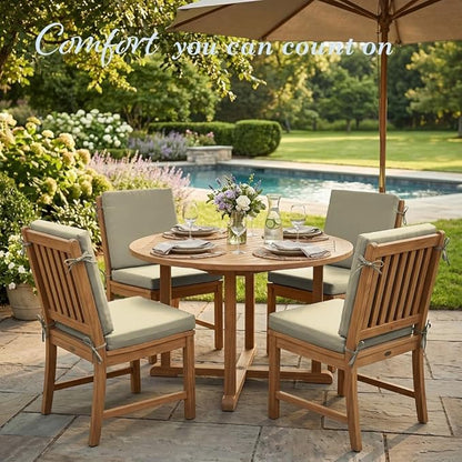 California Umbrella Outdoor Dining Chair, Set of 4 Patio Seat Cushions, 20 x 40 Inch, Premium Outdoor Memory Foam, Fade Resistant, Sunbrella Fabric, Fabric Ties, Antique Beige
