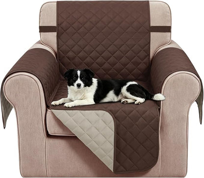 Reversible Recliner Chair Covers, 23" Chair, Chocolate/Beige | Chair Covers for Living Room with Elastic Straps, Water Repellent, Chair Protectors Covers for Dogs
