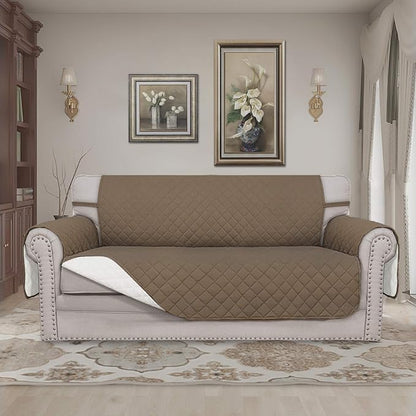 Easy-Going Reversible Couch Cover, 2 Cushion Sofa, Camel/Ivory | Oversized Loveseat Slipcover For Dogs, Water Resistant Mat, Living Room, Non-Slip Sofa Cover, Pet Friendly