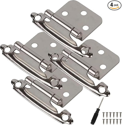 Steel Cabinet Cabinet Hinges (4 Pcs) Come with Screwdriver for recessed Kitchen Cabinet Doors semi-Concealed 1/2 Inch Overlay Cabinet Hinges Door Hinge