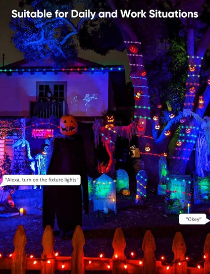 Smart Outdoor String Lights 76FT with 200 LEDs, IP65 Waterproof Patio Lights, 110+ Scene Modes Christmas Lights for Porch Garden Yard Party Holiday Everyday Decor, Works with Alexa, Google Assistant