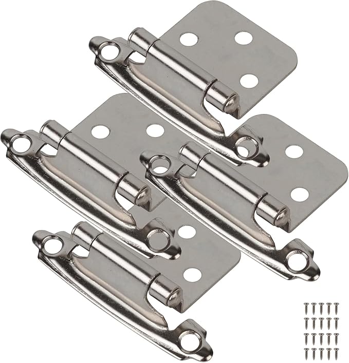 Self Closing Cabinet Hinges for Face Frame,Cabinet Hinges, Metal Hardware for Kitchen Cabinets and Doors (Nickel, 16Pack)