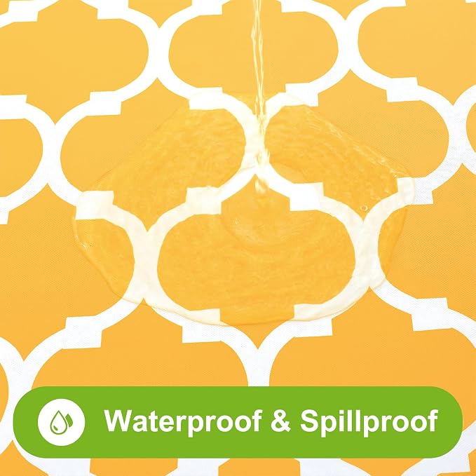 Smiry Picnic Fitted Table Cover, 5 Foot Flannel Backed Vinyl Tablecloth | Waterproof Elastic Stretch Table Cloth, Wipeable Plastic Tablecloth for Camping, Indoor & Outdoor (Mustard Yellow, 30" x 60")