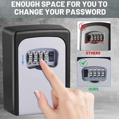 Key Lock Box for Outside - Sturdy and Durable Lock Box for House,5 Key Capacity Lockbox for Keys Outdoor,Waterproof Emergency Spare Lockbox with Resettable Code for Home,Garage,Airbnb(2 Pack, Grey)