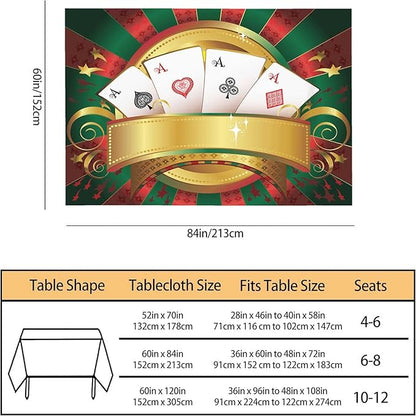 TKS MITLAN Poker Tablecloth 60x84 Inch Rectangular Gambling Playing Cards Game Casino Print Oblong Table Cloth Kitchen Table Decorations for Home Dinner Party