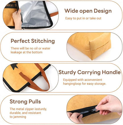 BBQ Meat Resting Bag 21" – 2026 Upgraded Leak-Proof & Thicker Insulation | 90-Min Heat Retention | Wide-Mouth 4-Layer Insulated Bag for Brisket, Pork Shoulder, Turkey | BBQ Gift for Men (21IN)