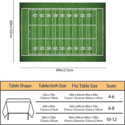 American Football Field Decorative Rectangle Tablecloth Green Grass Soccer Field with Numbers Polyester Table Cloth Kitchen Cover for Dining BBQ Picnic Coffee Table 60 x 84 Inch 6-8 Seats