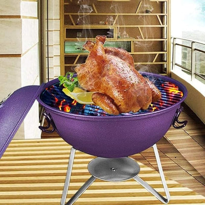 IRYZE Portable Charcoal Grill Portable Charcoal Grill Outdoor BBQ Grill Backyard Cooking Stainless Round Small Barbecue Grill Stove BBQ Grill for Outdoor (Color : Blue)