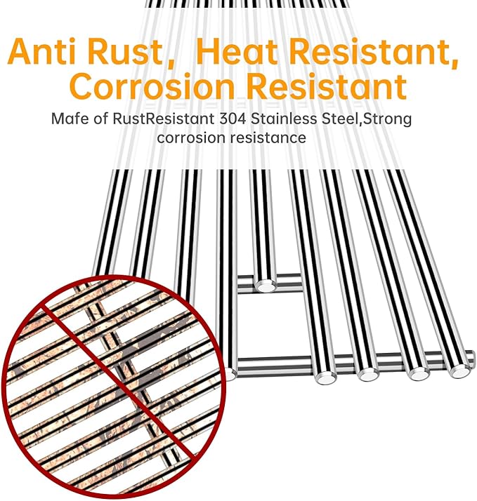 4 Pcs 9MM Stainless Steel Cooking Grid Grates and 4Pcs Heat Plates Flame Tamer for Blaze Grill Replacement Parts,for Blaze Grill Model BLZ-4LTE2-LP,BLZ-4NG,BLZ-4LP,BLZ-4-Cart,BLZ-4NG-Cart