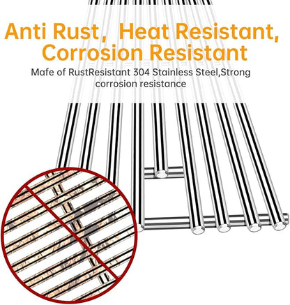 4 Pcs 9MM Stainless Steel Cooking Grid Grates and 4Pcs Heat Plates Flame Tamer for Blaze Grill Replacement Parts,for Blaze Grill Model BLZ-4LTE2-LP,BLZ-4NG,BLZ-4LP,BLZ-4-Cart,BLZ-4NG-Cart