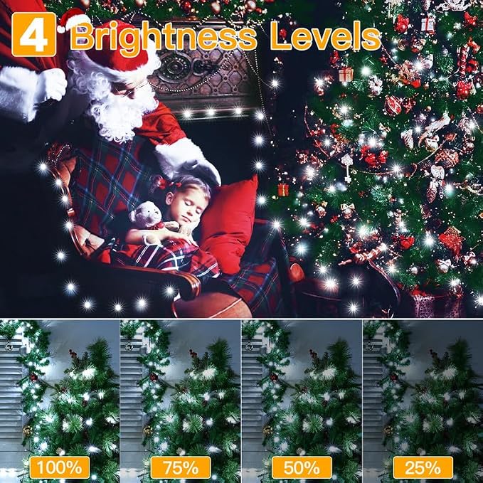 Ollny Christmas Lights 1000 LED 330 FT, IP67 Waterproof Plug in Christmas Tree Lights with Remote, 8 Modes, 3 Timers, Dimmable, House Xmas Indoor Decorations Outdoor String Lights (Cool White)