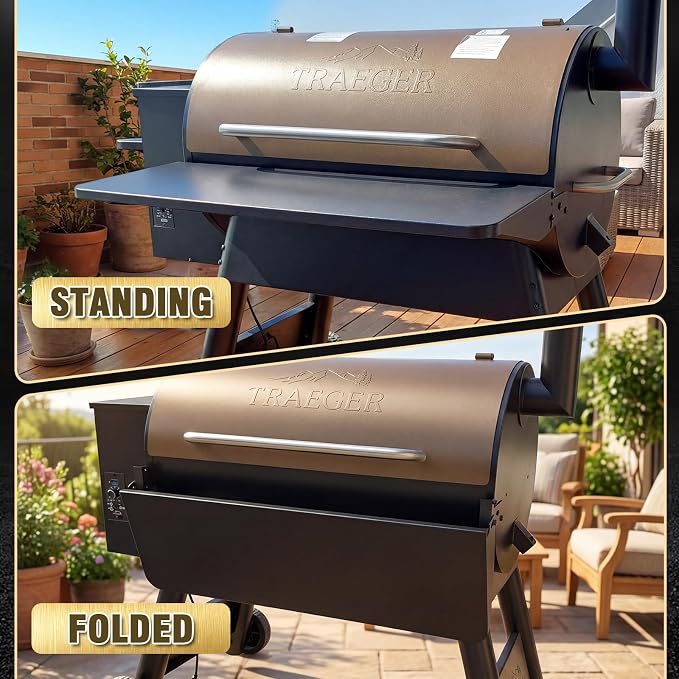 Uniflasy Grill Shelf Accessories for Traeger Pro 34, 37" x 12" Folding Front Shelf for Traeger Pro 34, Texas Elite 34 & Century 885 Pellet Grills, BAC363 Heavy-Duty