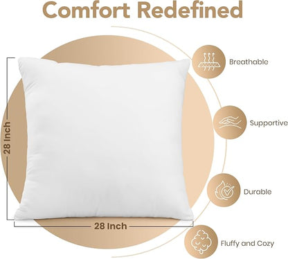 Utopia Bedding 28x28 Outdoor Pillows, Water Resistant Throw Pillows, 2-Pack | Outdoor Throw Pillows, Water Repellent, Decorative Pillow for Patio Furniture & Porches, Plush & Supportive, Pack of 4, White