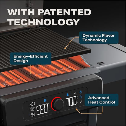 Current® Model G+ Dual Zone Electric Grill, Smart Electric Outdoor Grill with 200-700°F Range for Searing & Roasting, Independent Heat Zones, Apartment-Friendly & Weather-Resistant, Slate