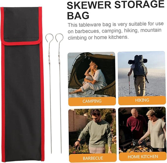 SHOWERORO Kabob Skewers for Grilling Waterproof Skewer Storage Bag Bbq Kit Barbecue Sticks Container Portable and Easy to Clean Great for Outdoor Indoor Use