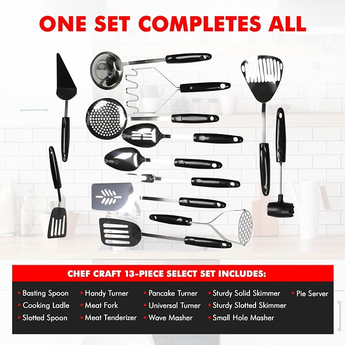 Chef Craft Select Meat Tenderizer, 9.5 inch, Stainless Steel/Black