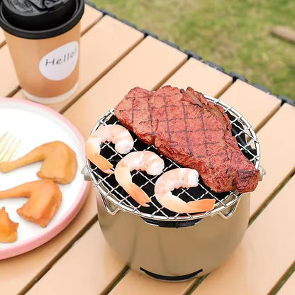 Portable Charcoal Grill, Small Grill with Handle for Outdoor Cooking, Stainless Steel Charcoal for Backyard, Olive Green