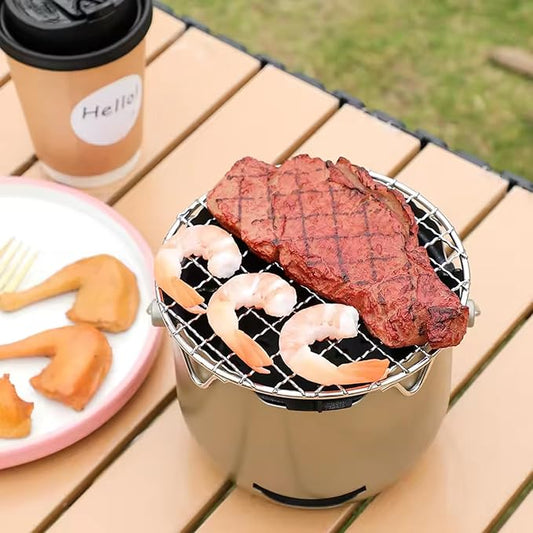 Portable Charcoal Grill, Small Grill with Handle for Outdoor Cooking, Stainless Steel Charcoal for Backyard, Olive Green