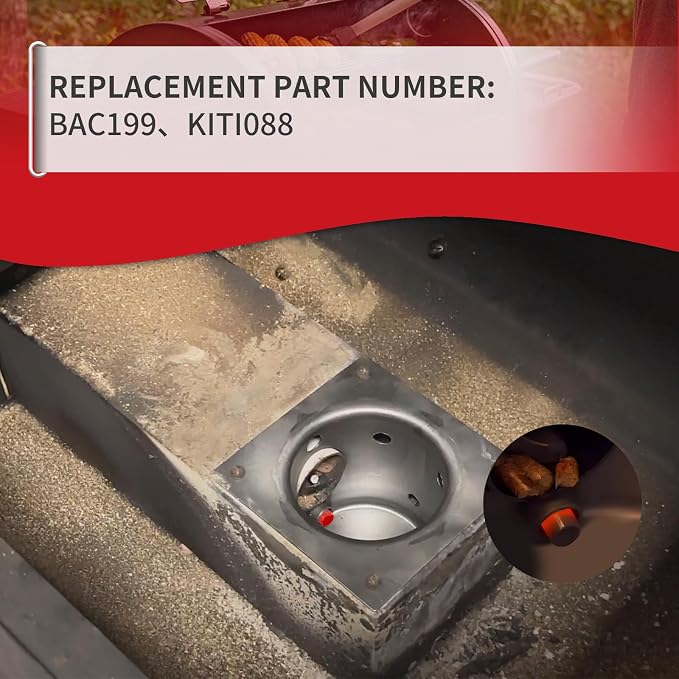 7-Hole Firepot & Hot Rod Igniter Kit Compatible with Traeger, Pit Boss, Camp Chef, Z Grills – Heavy Duty 14-Gauge Steel Burn Pot Assembly Replaces KIT0396 74254 (Includes Screws & Fuse)
