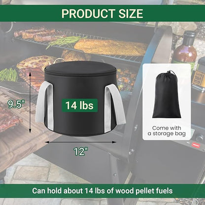 2 Pack 14 lb Wood Pellet Storage Bags, Waterproof Pellet Storage for Grill & Smoker, Keep Pellets Dry, Portable Outdoor Storage with Handle