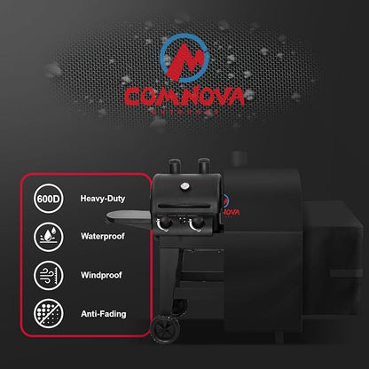 Comnova Grill Cover for Char Griller 2 Burner Dual Function Gas and Charcoal Grill - 600D Premium Grill Cover for CharGriller Waterproof, Fits Model 5030, 5037 with Side Fire Box - 75"L x 26"W x 45"H