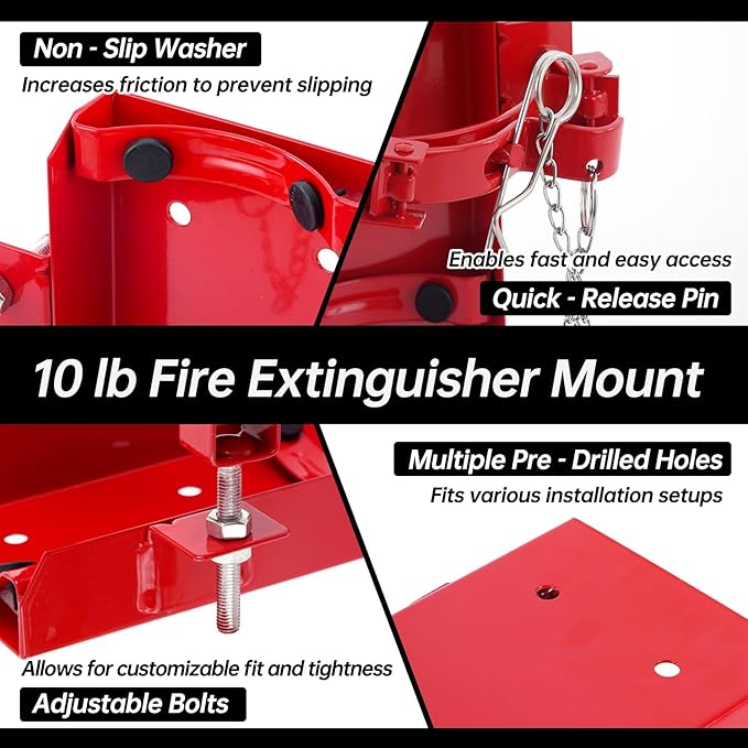 𝙐𝙥𝙜𝙧𝙖𝙙𝙚 10 LB Heavy Duty Fire Extinguisher Bracket 2 Pcs, Fire Extinguisher Mount St12 Steel, Fit 10 Lb Dry/5 Lb Co2 Extinguisher for School Vehicle Boat Truck Replace amerex 809