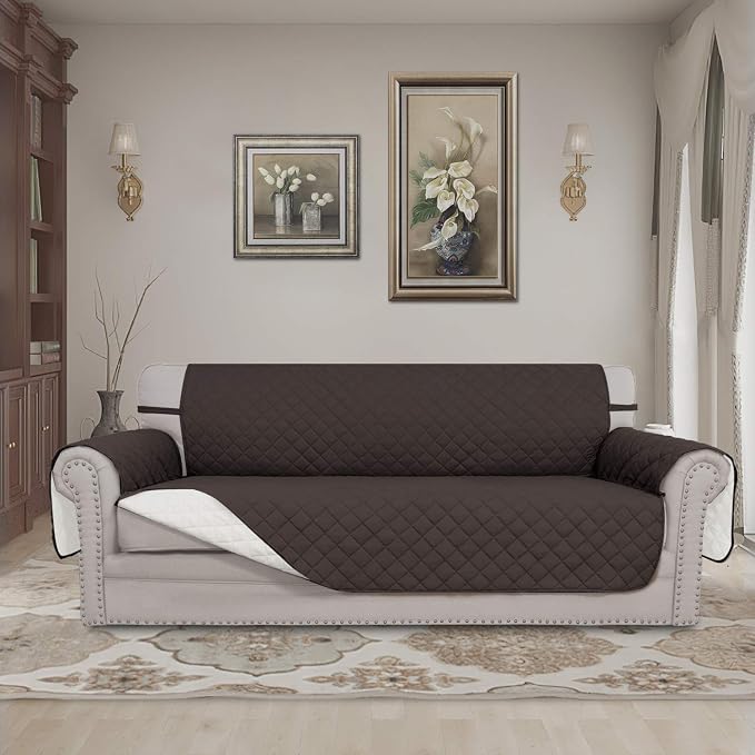 Easy-Going Reversible Couch Cover, 3 Cushion Sofa, X-Large, Chocolate/Ivory | Machine Washable Slipcover For Dogs, Water Resistant Furniture Mat For Living Room, Non-Slip Sofa Cover, Pet Friendly