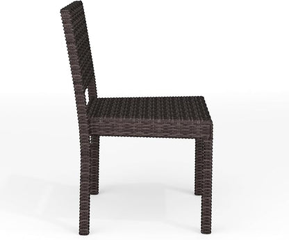 Martha Stewart Bedford Indoor-Outdoor Stackable Patio Chairs with Rattan Wicker Finish in Brown, Set of 2