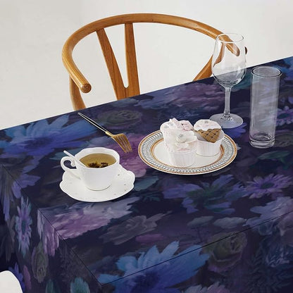 Vintage Flower Tablecloth, Gothic Garden Dark Florals Rustic Roses Boho Botanical Plant Water Resistant Wipeable Table Cover for Picnic Party Holiday Kitchen Dinner Table 60"x120"