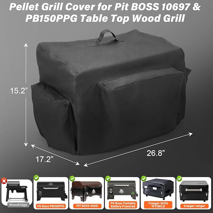 Universal Tabletop Grill Cover for NXR 3 Burner Portable Gas Grill for Pit Boss PB150PPG Smoker Cover for Traeger Ranger Scout 24'' TableTop for Cuisinart CGG-306 for Royal Gourmet Griddle PD1301R