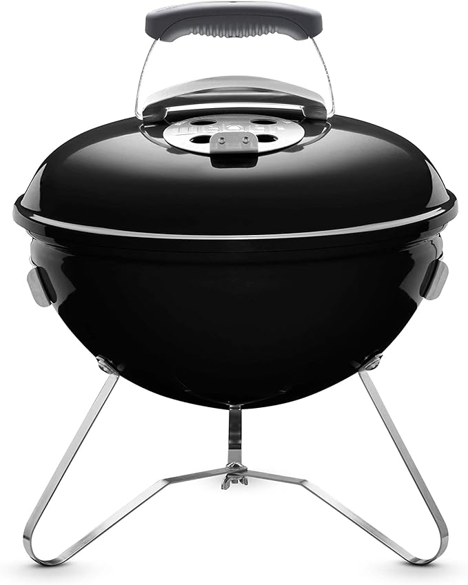 Weber Smokey Joe Charcoal Barbecue/Portable Design, Porcelain-Enamelled Lid & Bowl, 37 cm Cooking Surface, Black