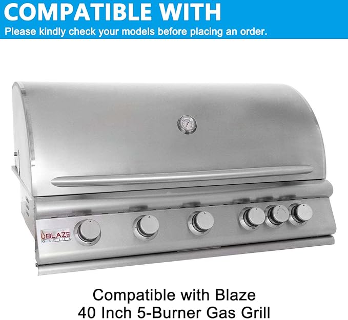 Built-in Grill Cover for Blaze 40" 5-Burner Gas Grills, Grill Top Cover for Other 40" Built-in Gas Grills, Heavy Duty 600D Waterproof Cover with Handle for Outdoor Kitchen